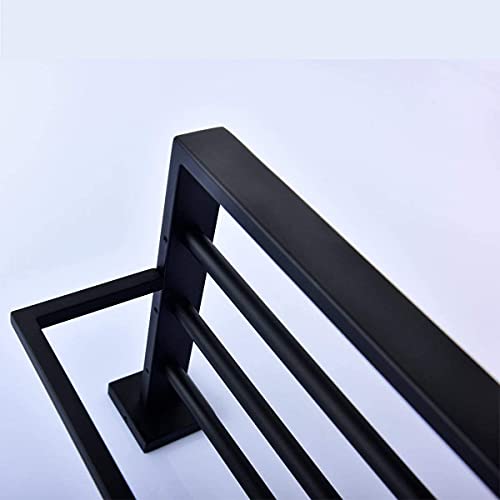 Rack serviette de bain noir en acier inoxydable finition mat premium - 4