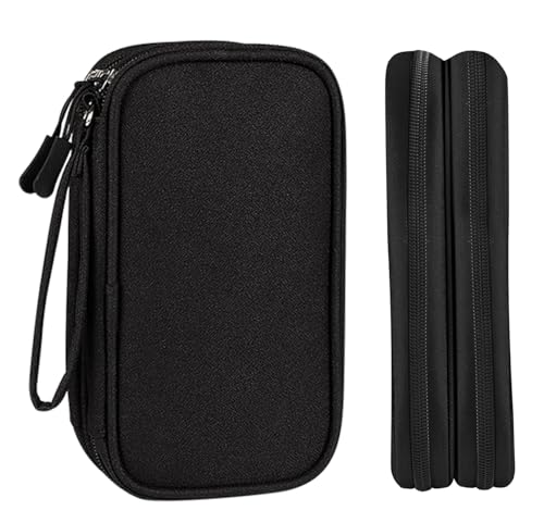 HCFGS Bolsa Cables de Viaje, 3 Capas Bolsa Cables Organizador Estuche de Electrónicos Accesorios Cable Organizer Bag para Cargadores, Cable USB, Powerbank, Tarjetas de Memoria (Negro)