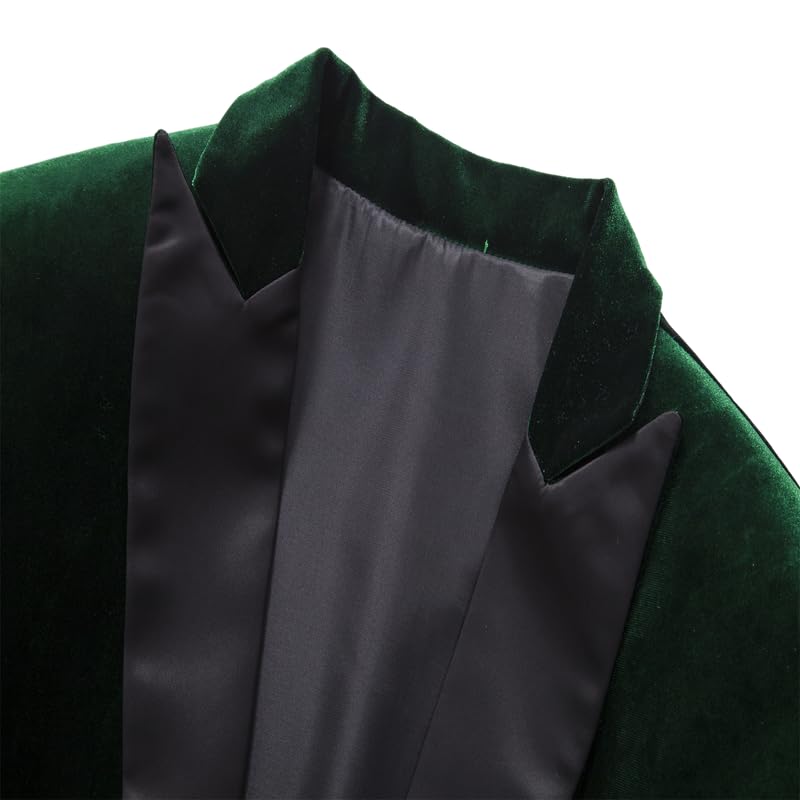 Mens Velvet Blazer Slim Fit Stylish Suit Jacket 1 Button Notched Lapel Sport Coat Tuxedo for Party Prom Dinner3