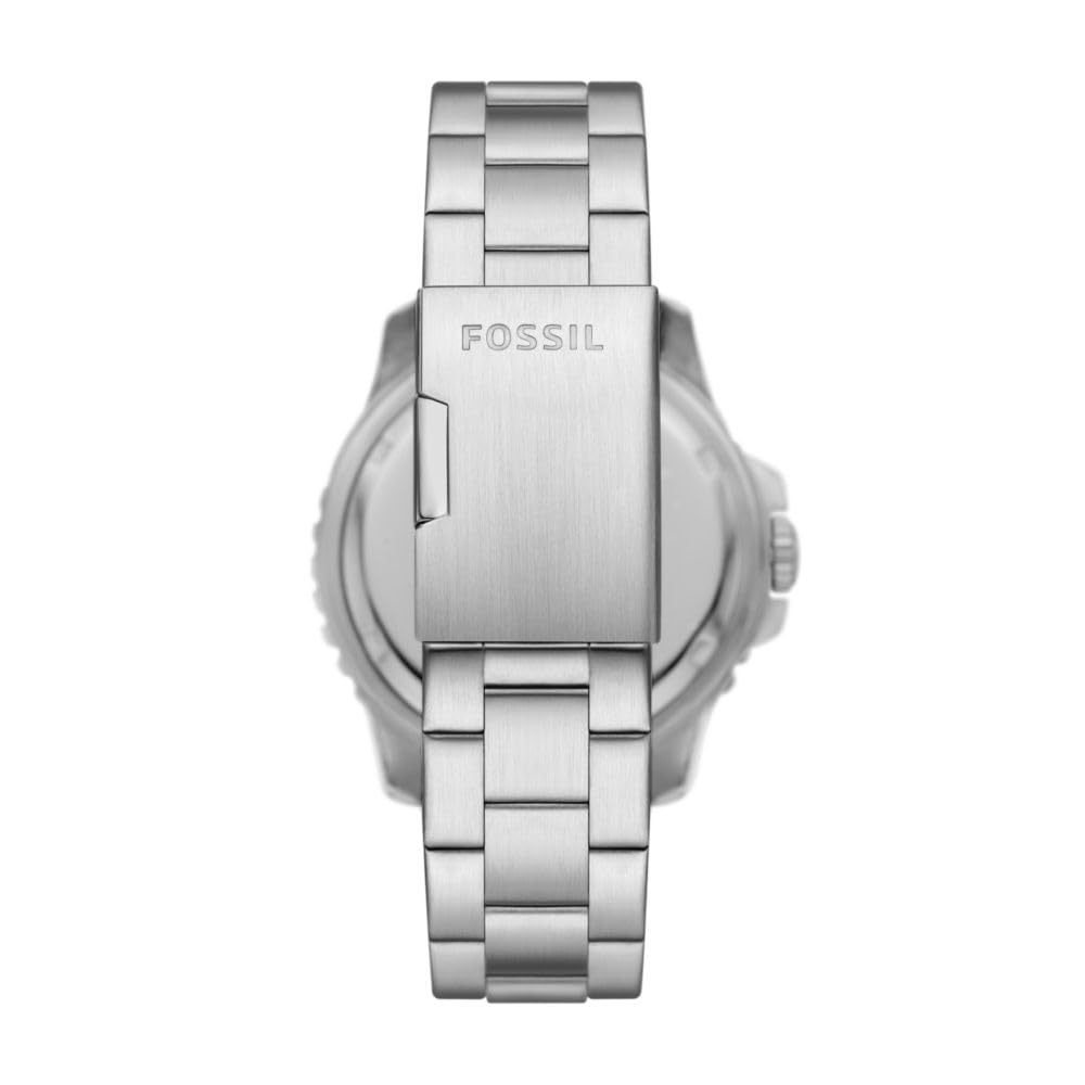 Fossil Herren-Armbanduhr, GMT, Edelstahl, Blau, silber