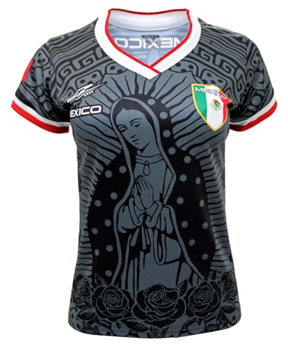ARZA Virgen de Guadalupe Mexico New Women Jersey 100% Polyester (US, Alpha, Medium, Regular, Regular, Black)