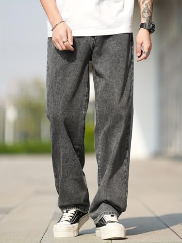 Image of URBAN POCKETS Jeans for Men | Denim Jeans | Relaxed Fit | Baggy Style | Wide Leg | Streetwear | Casual Wear | Everyday Comfort (U-20-21)