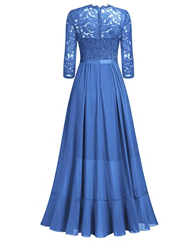 Miusol Women's Elegant Floral Lace Ruffle Bridesmaid Maxi Dress
