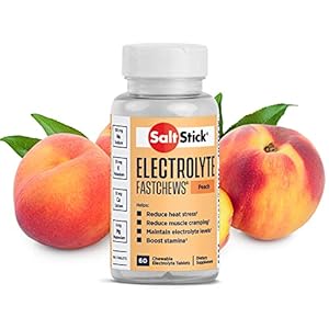 SaltStick FastChews Electrolytes – 60 Chewable Electrolyte Tablets – Salt Tablets for Running, Fast Hydration, Leg Cramps Relief, Sports Recovery – Non-GMO, Vegan, Gluten Free (Peach)