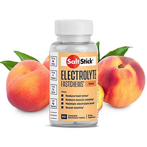 SaltStick Electrolyte FastChews | Salt Tablets for Runners, Sports Nutrition | Chewable Electrolytes for Hydration | 60 Peach Electrolyte Tablets