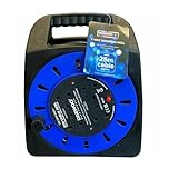 Daewoo Extension Reel, 4 Way Socket with 25 Metre Cable, Heavy Duty with Resettable Safety Cut Out, Handbag Reel, Black and Green