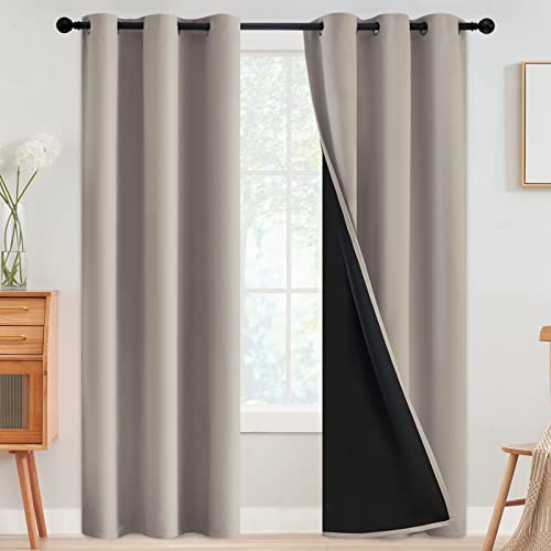Image of SimpleHome Natural 100% Blackout Curtains Room Darkening Living Room 84L