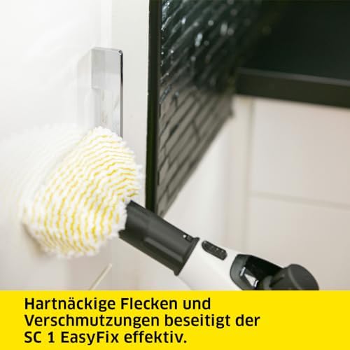 Bild 3 - Kärcher Dampfreiniger SC 1 EasyFix, Dampfdruck: 3 bar, Aufheizzeit: 3 min., Leistung: 1.200 W, Flächenleistung: 20 m², Tank: 200 ml, mit Bodenreinigungsset EasyFix, Düsen und Mikrofaserbezug, Weiss