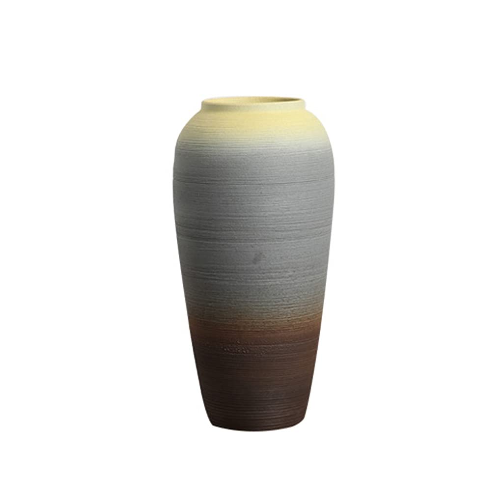 asdchZen Vases Handmade Clay Pottery Vase Retro Stoneware Flower Utensils Chinese Pastoral Flower Arrangement Decoration Dining Table Living Room Decoration Vase Vases For Decor
