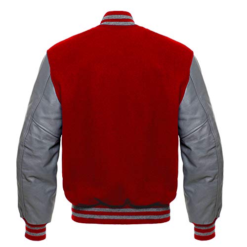Image of Premium Letterman Baseball School College Bomber Varsity Jacket Purple & Gold Genuine Leather Sleeves