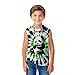 DMPROD Kids Green Black White Tie Dye Shirt Size 11-12 Years Sleeveless T Shirts Children Tank Tops Panda Animals Tees for Boys Girls