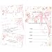 MJSXY Pink Bow Floral Baby Shower Invitations for Girl,Gender Reveal Invitations with Diaper Raffle and Book Request Cards,Sweet Girl Shower Party Supplies,Pink Floral Decor,Mom to Be Gifts,4x6 Inch