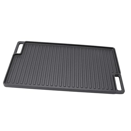 Cffuvros Pre Seasoned Cast Iron Reversible Griddle, Rectangular Grill Stovetop Pan for Gas Grill, Stove, Non Stick Family Size Cookware with Side Handles