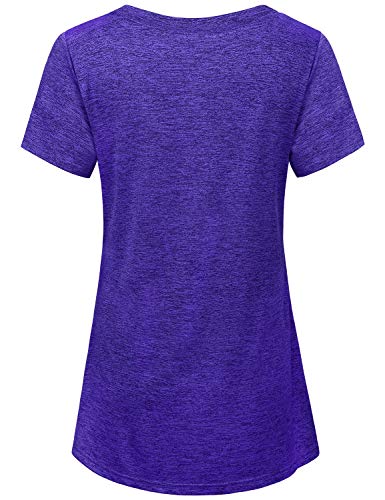 Image of Kimmery Workout Tops for Women Short Sleeve Shirts for Women Quick Dry Line Decor Yoga Tops
