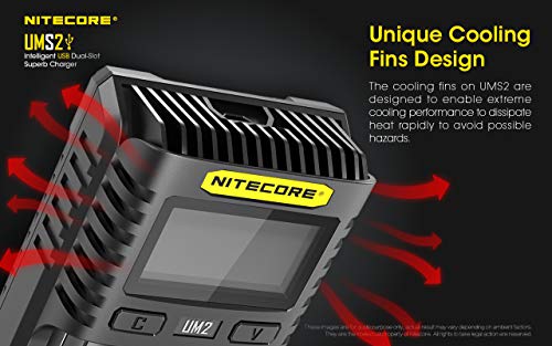 Nitecore UMS2 Usb Universal 2-Port Speedy Smart Battery Charger For Li-Ion/Ni-Mh/Ni-Cd/Imr 26650 22650 21700 20700 18650 18490 18350 17670 17500 17335 16340 Rcr123 14500 10440 Aa Aaa Aaaa C D Batterie thumb #5
