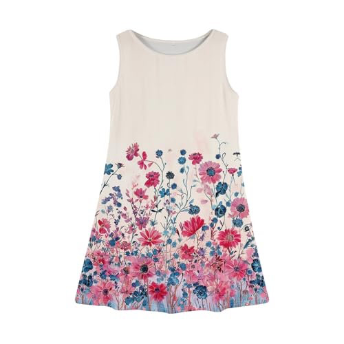 Girls' Sleeveless Floral A-Line Dress Summer Casual Sundress Lightweight and Breathable Party Dresses2