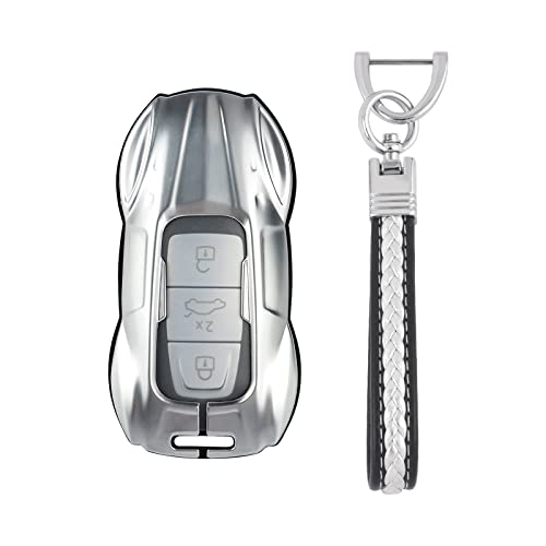 Lecart For Audi Key Fob Cover Full Protection Key Fob Cover Case Car Model Shaped Metal Protector Shell With Keychain For Audi Accessories A3 A6 A7 A8 S6 S7 Rs7 E-Tron #TOP12