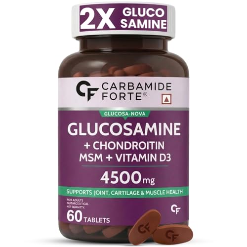Image of Carbamide Forte Glucosamine Tablets For Joint Support Supplement with Vitamin D3 & Glucosamine Chondroitin MSM | Joint Cartilage Support & Muscle Health | Joint Support Tablets - 60
