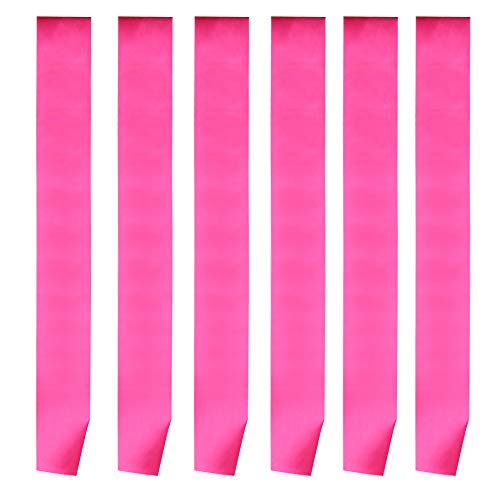 Pack of 6 Blank Satin Pageant Sashes for Princess Beauty Queen Homecoming Winner Mayor and DIY Decoration Hot Pink