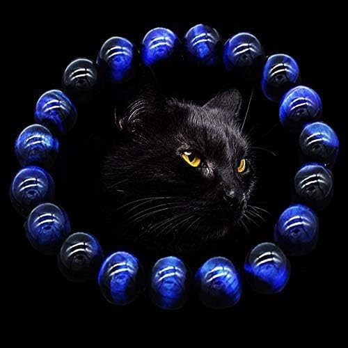 Miniatura 3 de Pulsera natural hecha a mano con ojo de tigre azul, pulsera elástica de cuentas redondas semipreciosas, cuentas de piedras preciosas de 0.315 in,