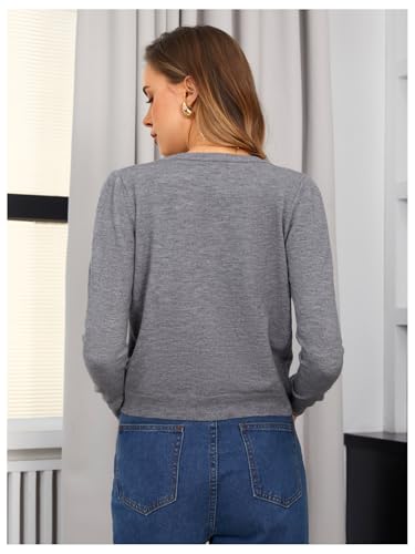 SweatyRocks Women's Light Weight Cardigan Round Neck Long Sleeve Button Down Sweaters Knitwear2