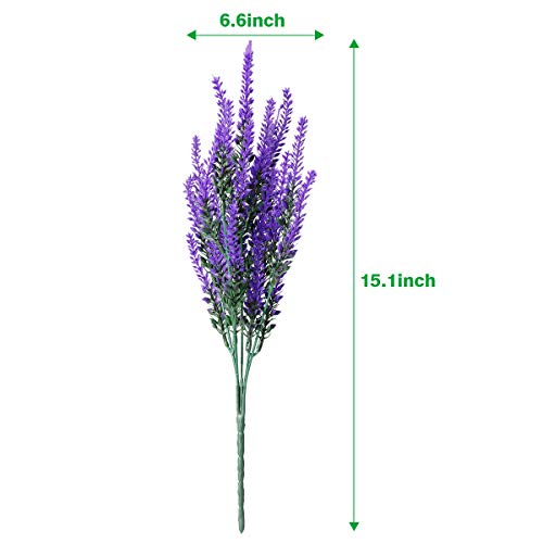 Jemong 8 Bundles Artificial Lavender Flowers Outdoor Uv Resistant Fake Flowers No Fade Faux Plastic Plants Garden Porch Window Box Decorating (Classic Purple) #TOP7