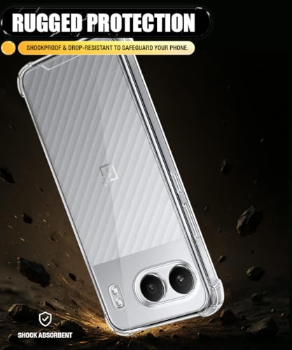 Image of WOW IMAGINE Ultra-Hybrid Crystal Clear Back Case for 1+ OnePlus Nord 4 5G | Shockproof Design | Camera Protection Bump | Hard Clear Mobile Back Cover with Cushioned Edges - Transparent