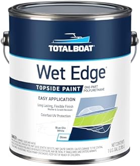 TotalBoat Wet Edge Topside Marine Paint Premium Polyurethane Coating for Boats, RVs, Exterior Trim, Fiberglass, Metal, and Wood (Blue-Glo White, Gallon)