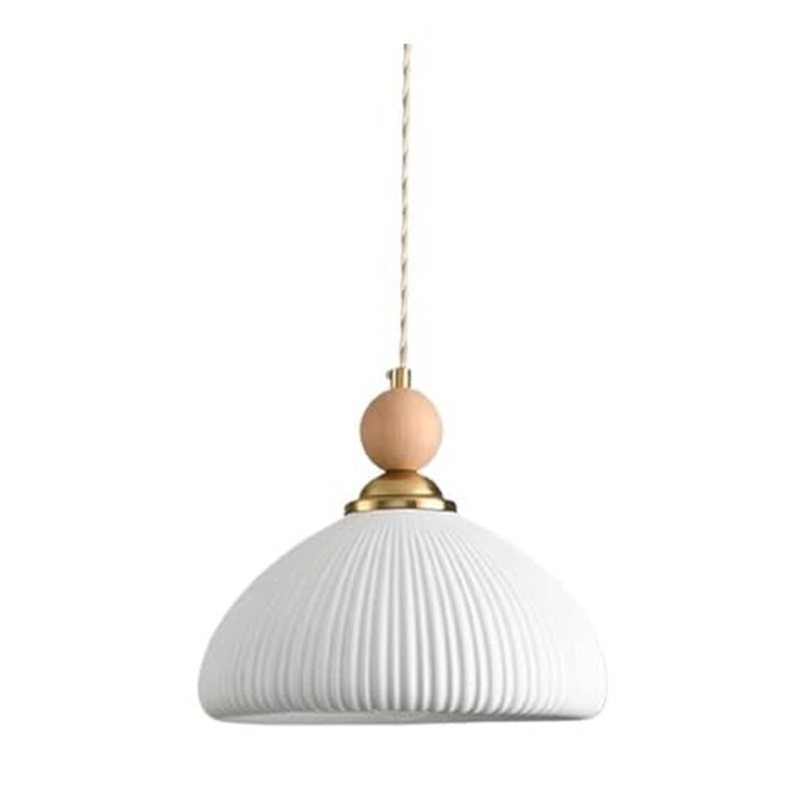 KBUUKYYXouy Elegant White Ceramic Striped Farmhouse Pendant Lamp Chandelier Hanging Lighting Ceiling Fixture E27 Scandinavian for Bedroom Cafe Kitchen Island(A)