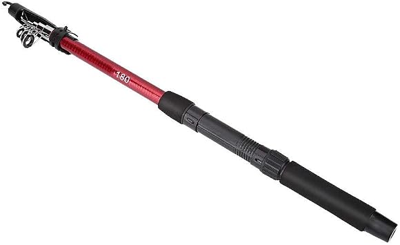Fishing Rod, Glass Fiber Rod Pole Travel Fishing Rod, Telescopic Fishing Rod with Anti-Slip Handle and Ceramic Guide Rings Perfect for Traveling, Camping, River and Pond Fishing1.8m