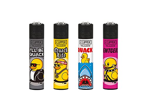 Clipper Quietscheente Original Lighter Flints 4 Set Feuerzeug Schlüsselanhänger Flaschenöffner Cover