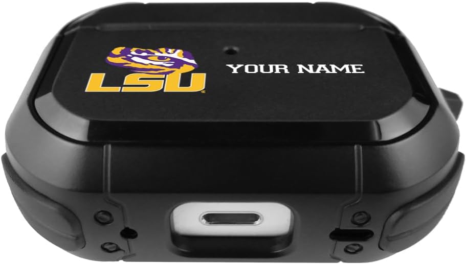 Collegiate Custom Durable Black Cover with Carabiner for Apple Airpods Pro 3 Case - LSU Tigers