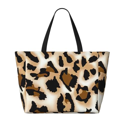 Fashion Leopard Print Beach Bag Waterproof Beach Totes Bags For Women, Lightweight Foldable Pool Bag With Zipper Wet Compartment2
