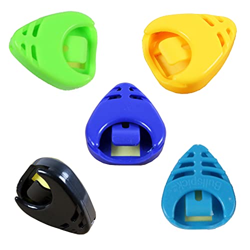 Rayzm Lot de 5 supports en plastique pour médiators de guitare, vert, jaune, bleu, noir et bleu clair - Les Beatles, Paul McCartney, John Lennon, RIngo Starr, George Harrison Rayzm Lot de 5 supports en plastique pour médiators de guitare, vert, jaune, bleu, noir et bleu clair