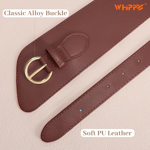 WHIPPY Women Wide Leather Belt for Dresses Fashion Ladies Wide Waist Belt with Gold Buckle3