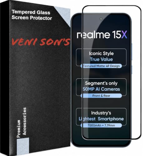 Image of VENI SON'S Scratch And Tear Resistant, Crystal Clear Edge to Edge Tempered Glass Screen Protector Guard Compatible With Realme 15X 5G