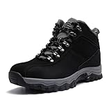 Men's Leather Lace Up Casual Hiking Boots Handmade Stitching Round Toe Outdoor Fashion High-top Sneakers Comfortable Lightweight Waterproof And Non-slip Backpack Boots Trekking Ankle Boots For Men(Bla