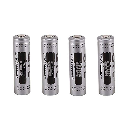 RoxTop Batería Recargable 18650 Bateria 12000mAh 3,7 V Li-Ion Litio Batería 1000Ciclos Larga Vida 18650 Recargable Baterias con Caja de Almacenamiento Linterna LED, Gris (8 Piezas)