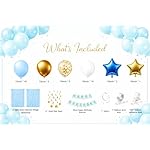 Blue Birthday Decorations Kit – Balloon Arch Garland with Light Blue Fringe Backdrop, Star Foil Balloons and Happy Birthday Banner| Kids & Adults Birthday Party Decor Set - Image 2