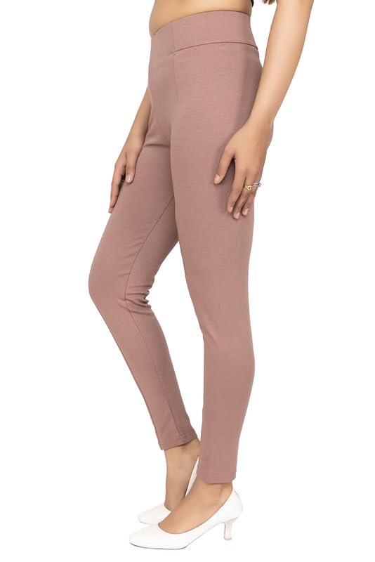 Image of Mlada Slim Fit Jeggings with Elastic Waist Band for Women Office Work Formal Wear Trousers Stretch Cotton Knit High Waist Skinny Fit Jeggings Lycra Pants Travel Comfort Jeggings