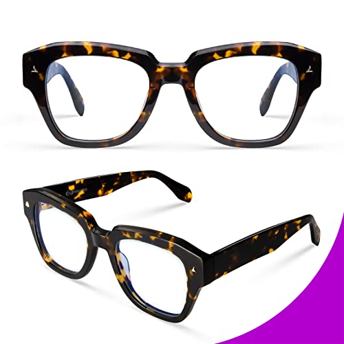 Image of VISOONE Acetate Blue Light Blocking Glasses Square with Anti Computer Glare for Gaming Women and Men GROUSE
