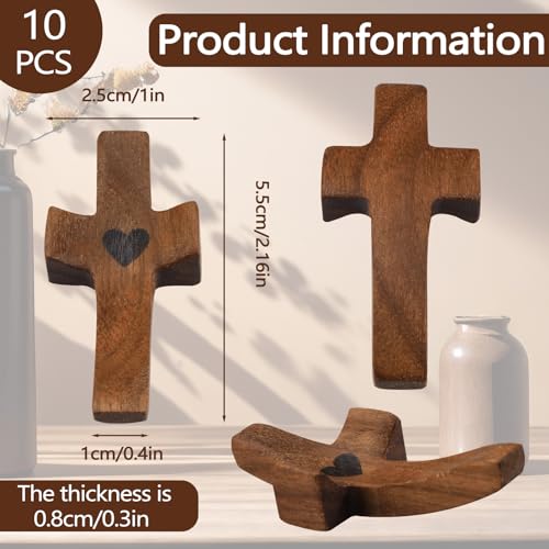10 Pack Cross My Heart, Walnut Wooden Pocket Cross - Image 2