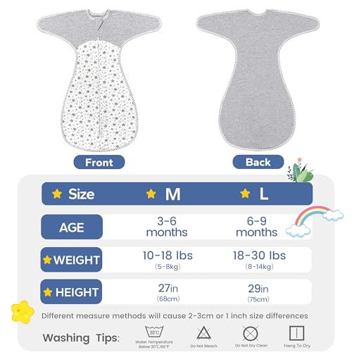 Zigjoy SD4306 Shark-Fin Transition Swaddle - 1.0 Tog Quilted Sleep Sack Soft Cotton Transitional Swaddle Baby Wearable Blanket thumb #5