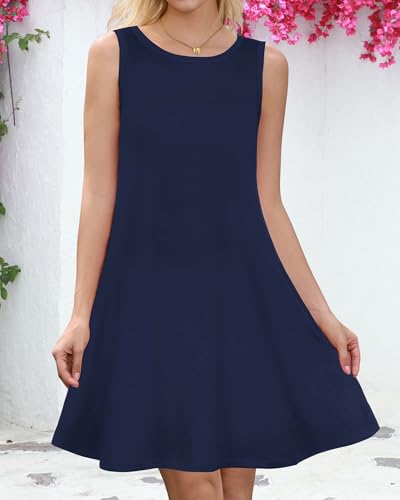 Image of Summer Dresses for Women Beach Boho Sleeveless Vintage Floral Flowy Pocket Tshirt Tank Sundresses 2026