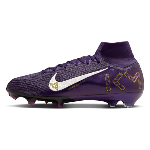 Nike Mercurial Superfly 10 Elite Kylian Mbappe FG High-Top Soccer Cleats (FQ8692-500, Grand Purple/Pale Ivory) Size 7