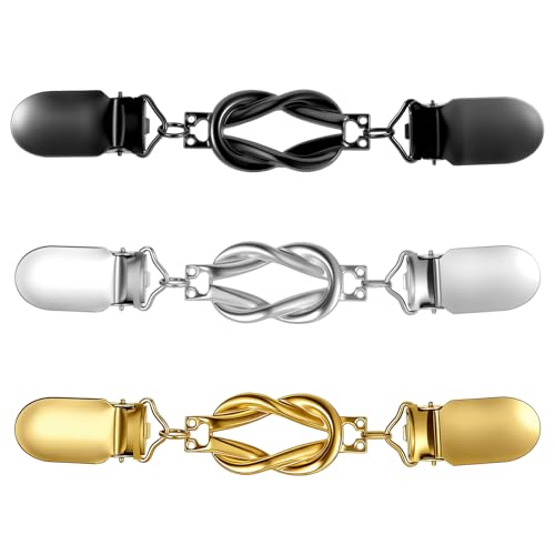 3 Stück Waist Clip Vintage Pullover Cinch Clips Brosche Retro Strickjacke Kragen Clip Elastic Clips für Kleidung Dekorative Kleiderklammern für Hemden Tücher Schal Jacke