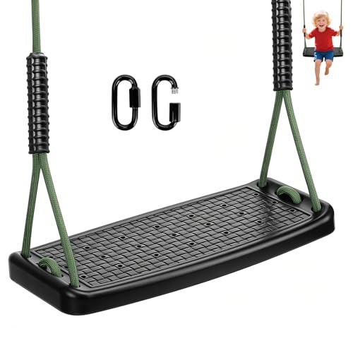Schaukel Outdoor Stabiler Rutschfester Kinderschaukel Games Schaukel Sitz mit (1 3 m-2 m) Langem Verstellbarem Seil und 2 Karabinern 100kg SchaukelSitz für Garten Spielplätze Erwachsene (Schwarz)