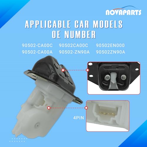 Image of NOVAPARTS Trunk Latch Tailgate Hatch Lock Actuator for 2005 2006 2007 Nissan Murano S SE SL 3.5L 2007 Versa S SL 1.8L Replaces 90502-CA00C 90502EN000 90502-ZN90A