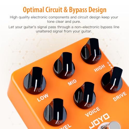 Image of JOYO Classic British Rock Amp Simulator Guitar Overdrive Distortion Pedal, 6-Knob Control with Voice /Drive /3-Band EQ, Bypass (Oxford Sound JF-22)