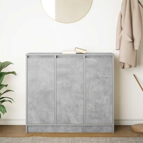 Cómoda de madera gris con 3 puertas y estantes interiores de gran capacidad 4